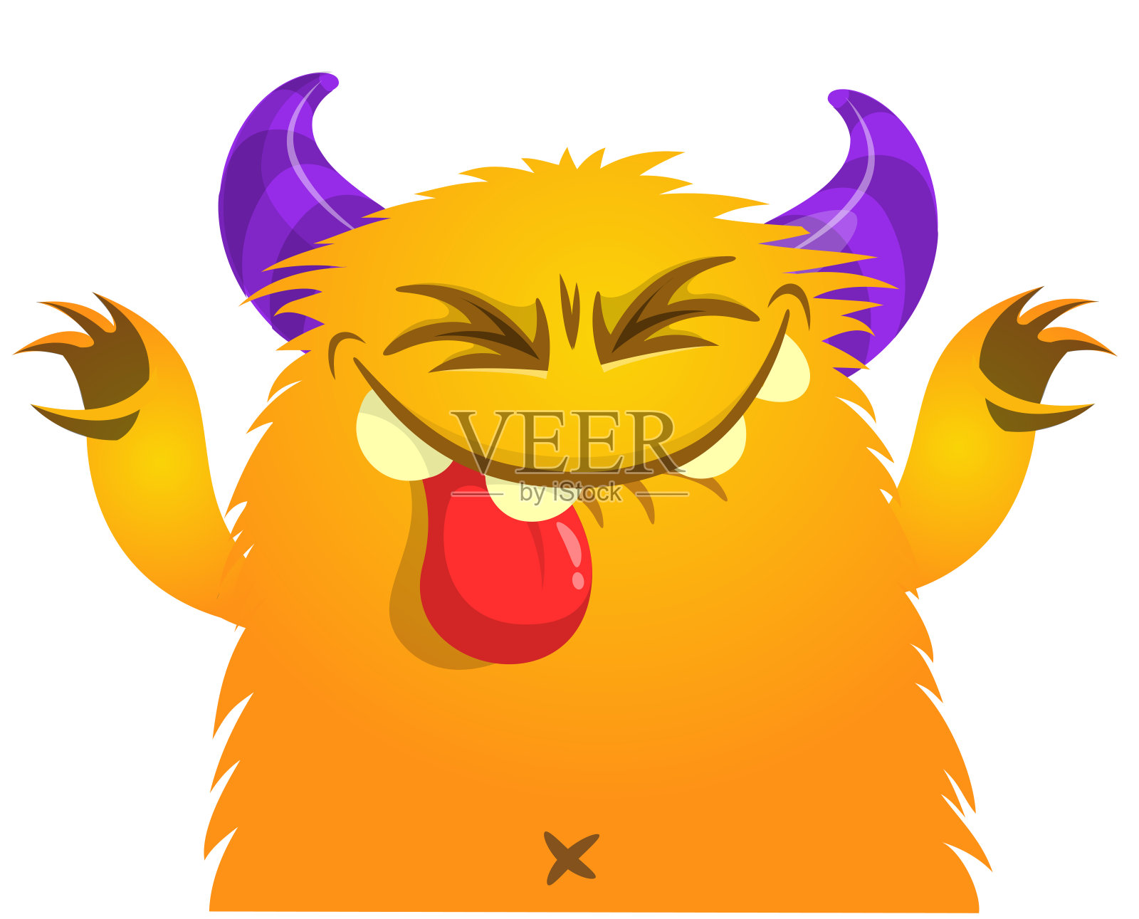 有趣的卡通怪物角色。可爱和快乐的生物或外星人的插图。万圣节矢量设计隔离插画图片素材