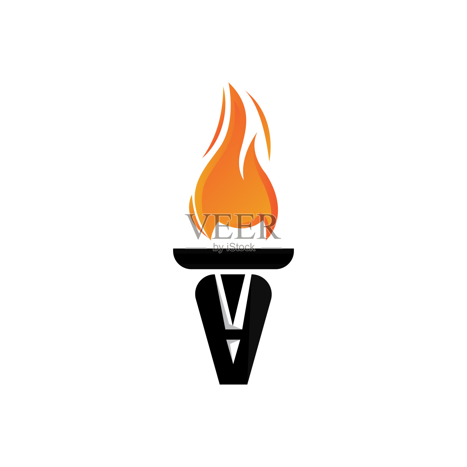 采购产品火炬标志，火焰设计，字母标志，产品品牌图标插画图片素材
