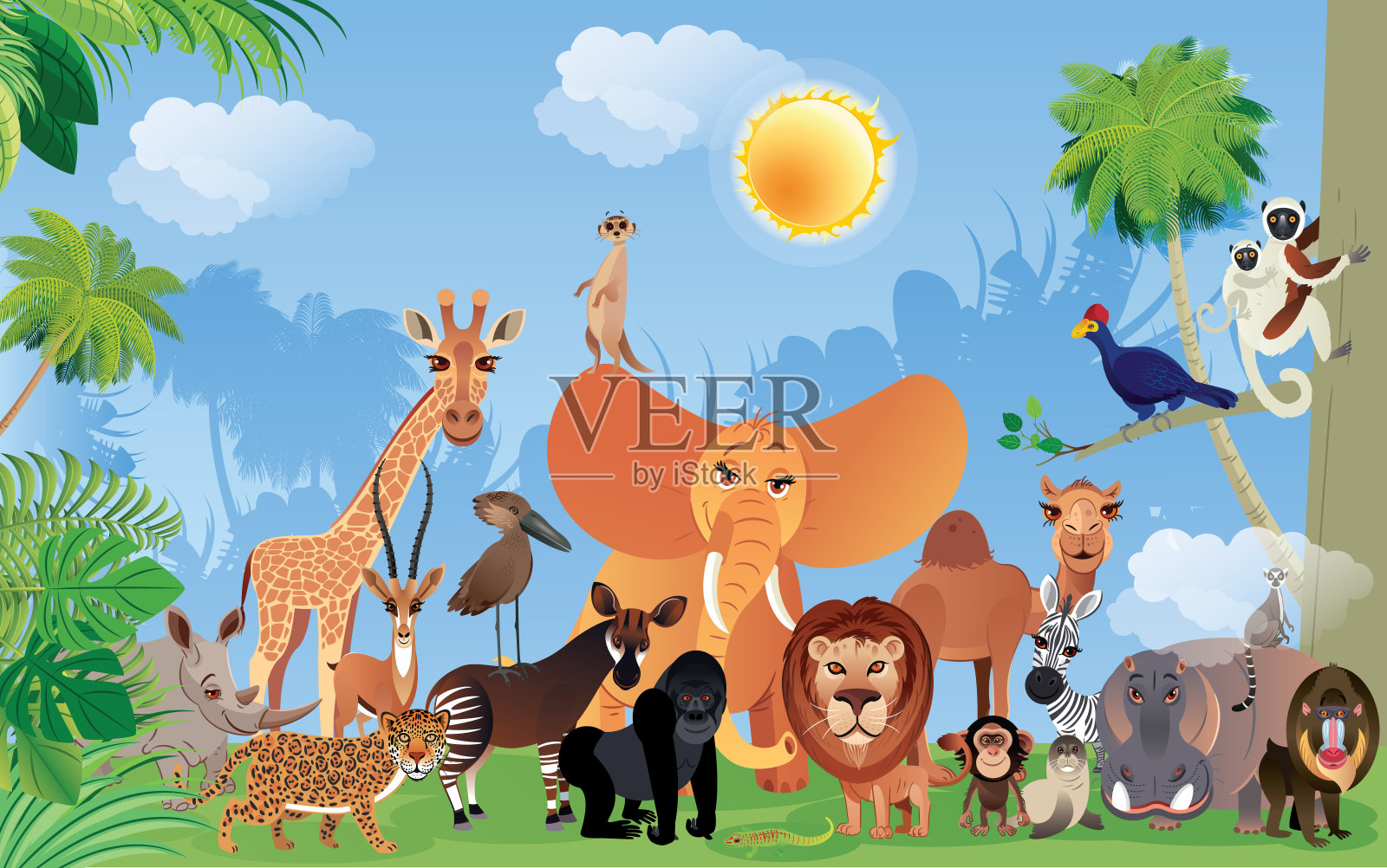 非洲动物海报插画图片素材