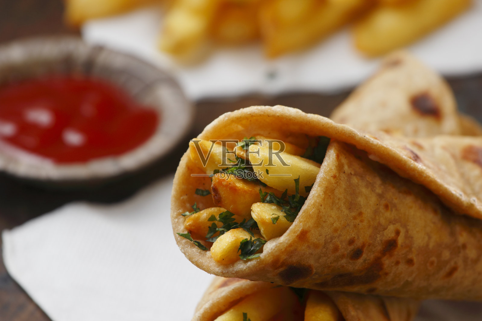 薯条卡西卷照片摄影图片