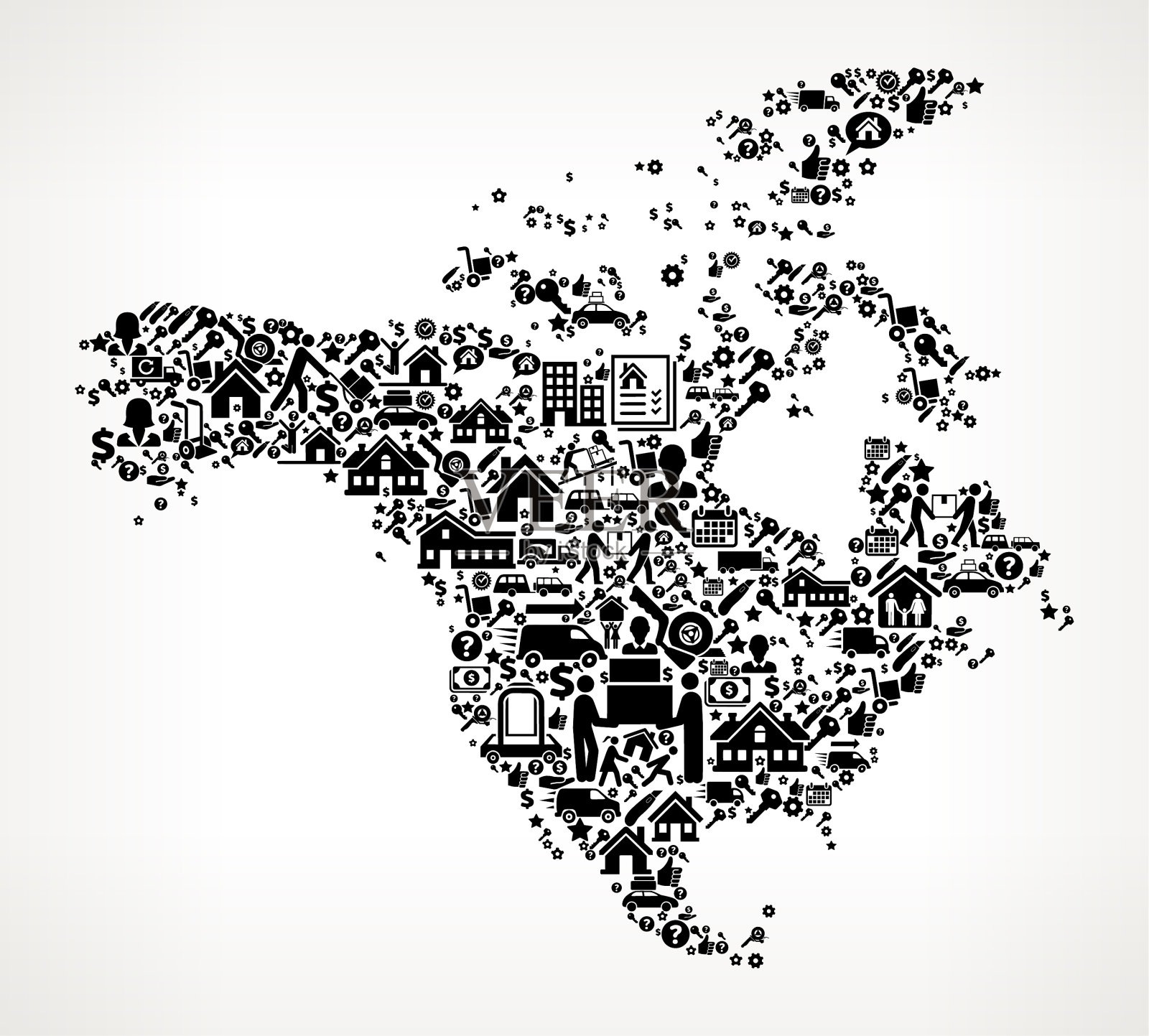 北美移动和重定位矢量图标模式插画图片素材