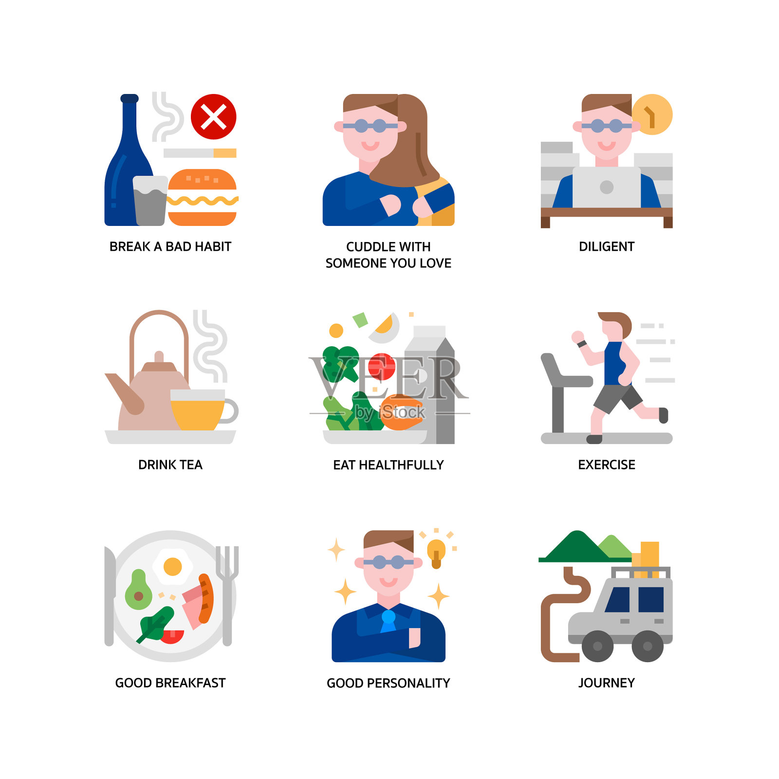 智能生活图标套装插画图片素材