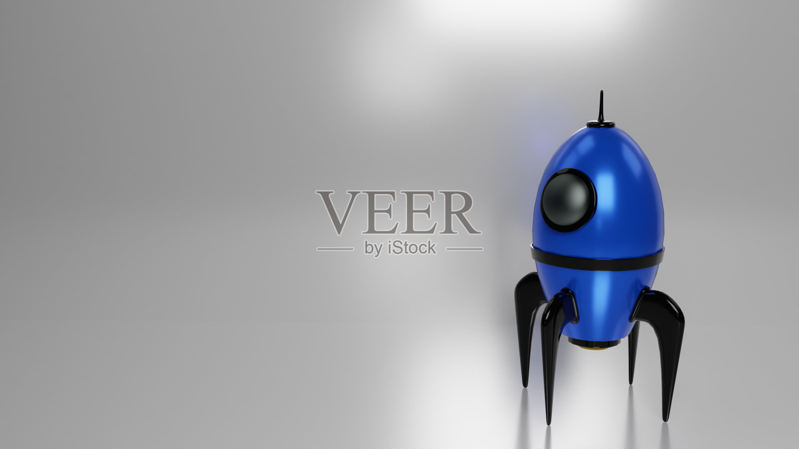 启动想法登陆页面屏幕，开发技术，3d渲染蓝色火箭横幅。矢量图照片摄影图片