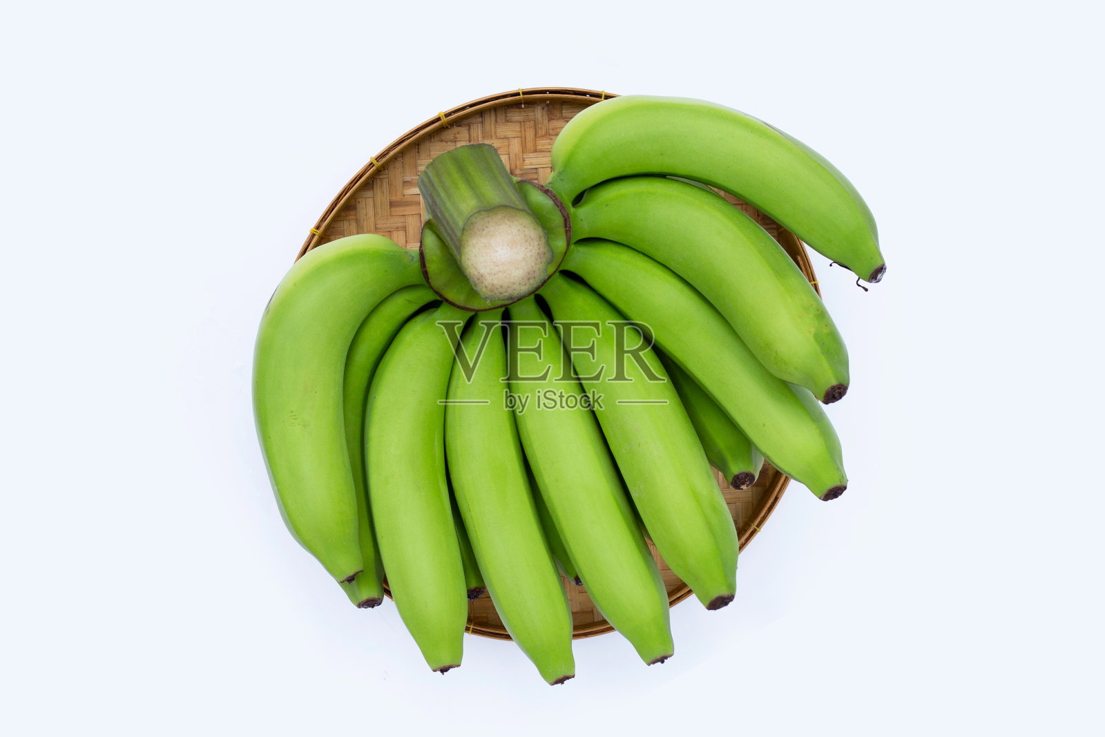白色背景上的绿香蕉照片摄影图片