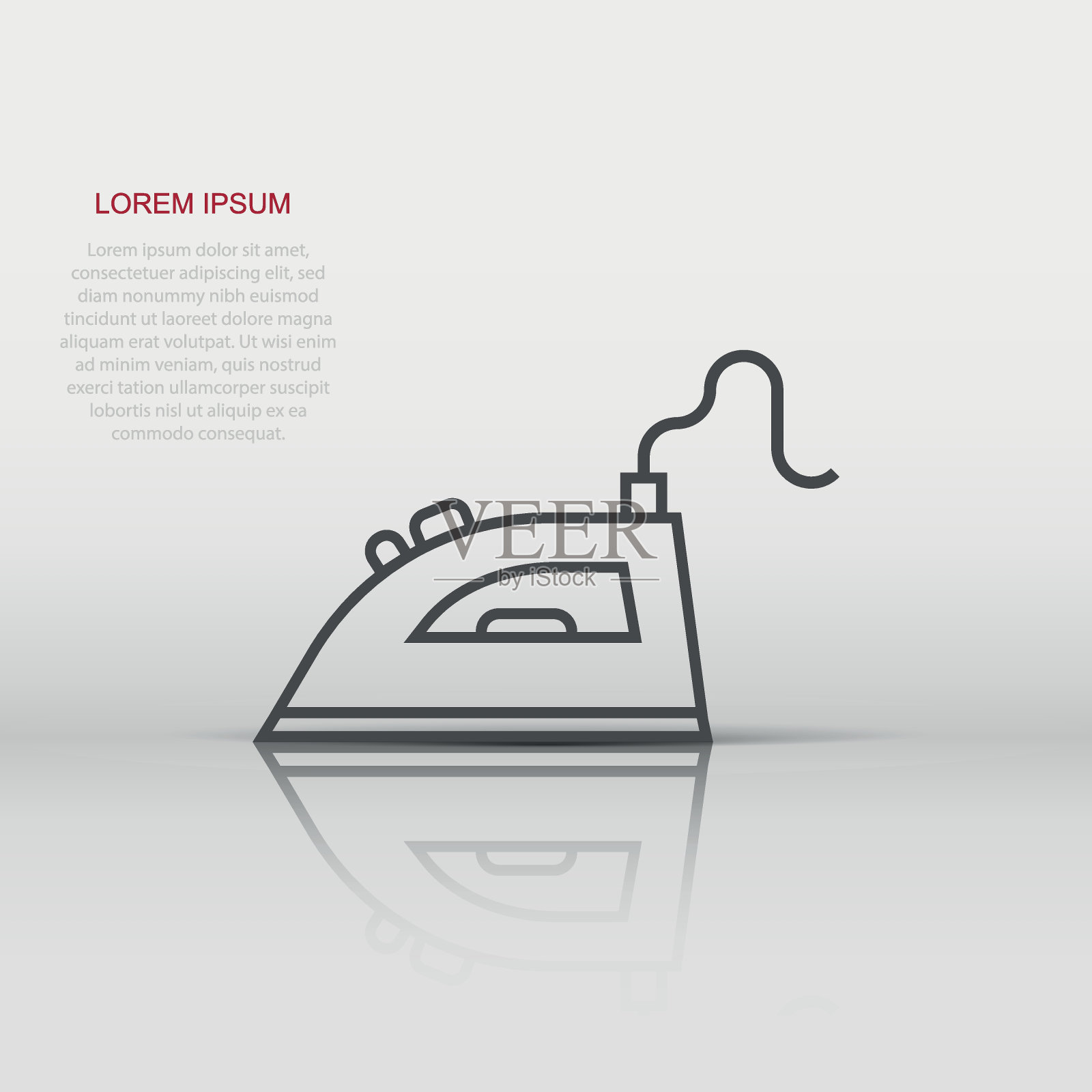 扁平风格的铁图标。洗衣设备矢量插图在白色孤立的背景。熨烫经营理念。插画图片素材