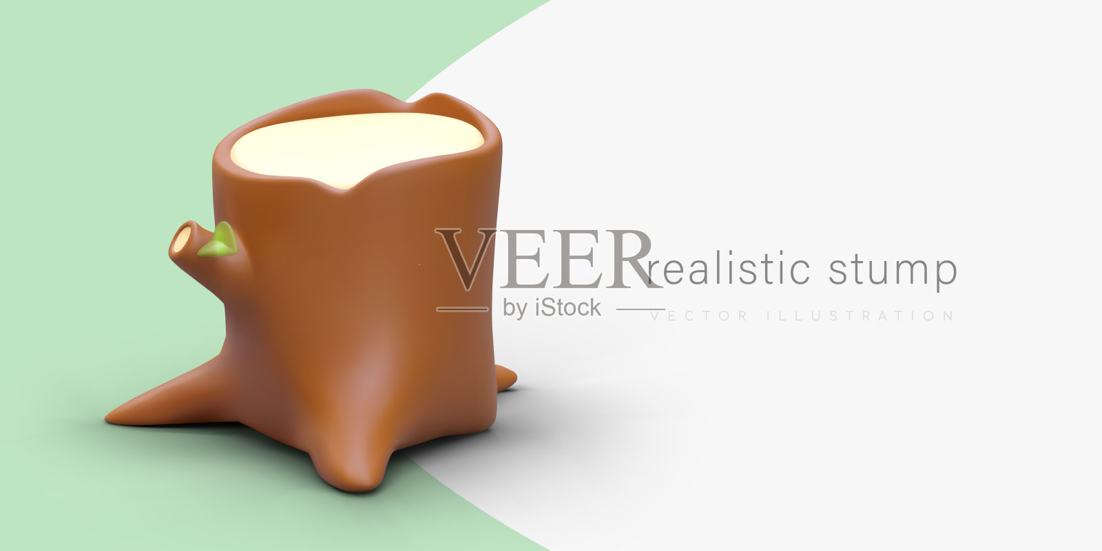 彩色背景上的3D树桩。准备柴火插画图片素材