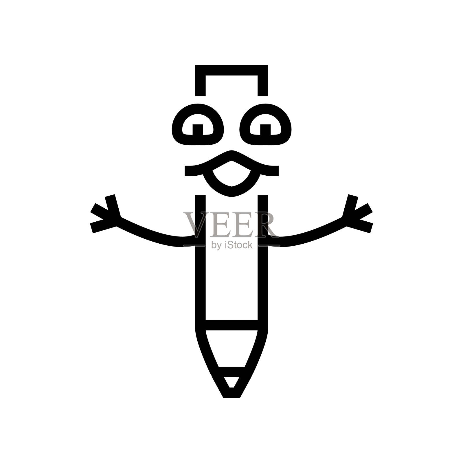 学生笔字符线图标矢量插图插画图片素材