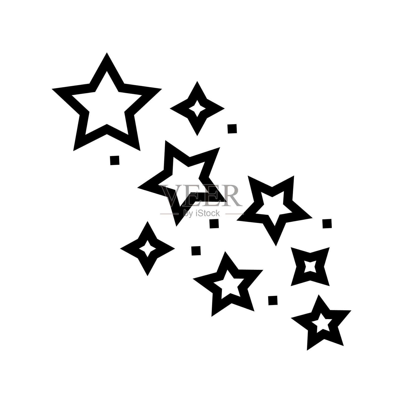 明星纹身艺术复古线图标矢量插图插画图片素材