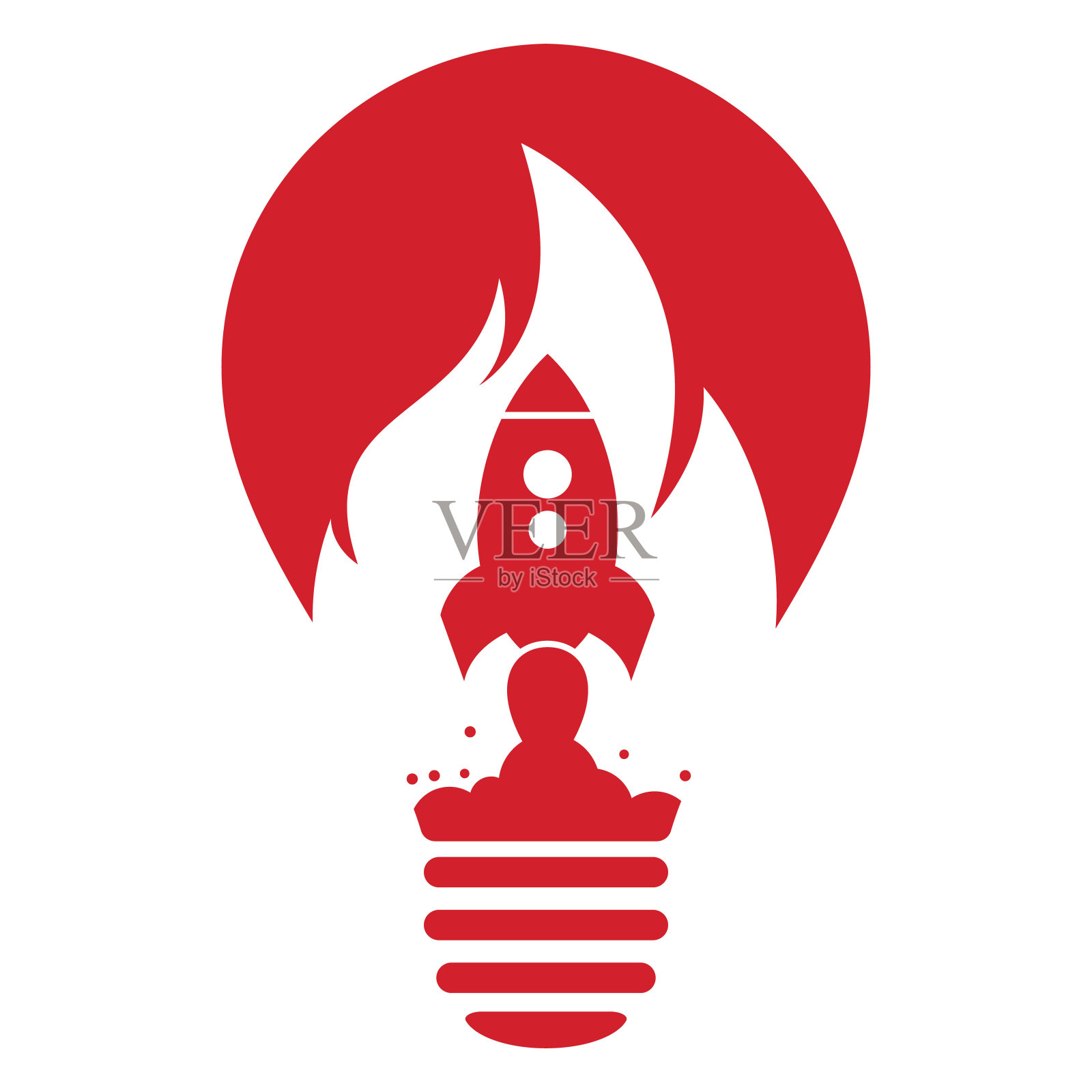 火箭火球形状的概念标志设计。插画图片素材