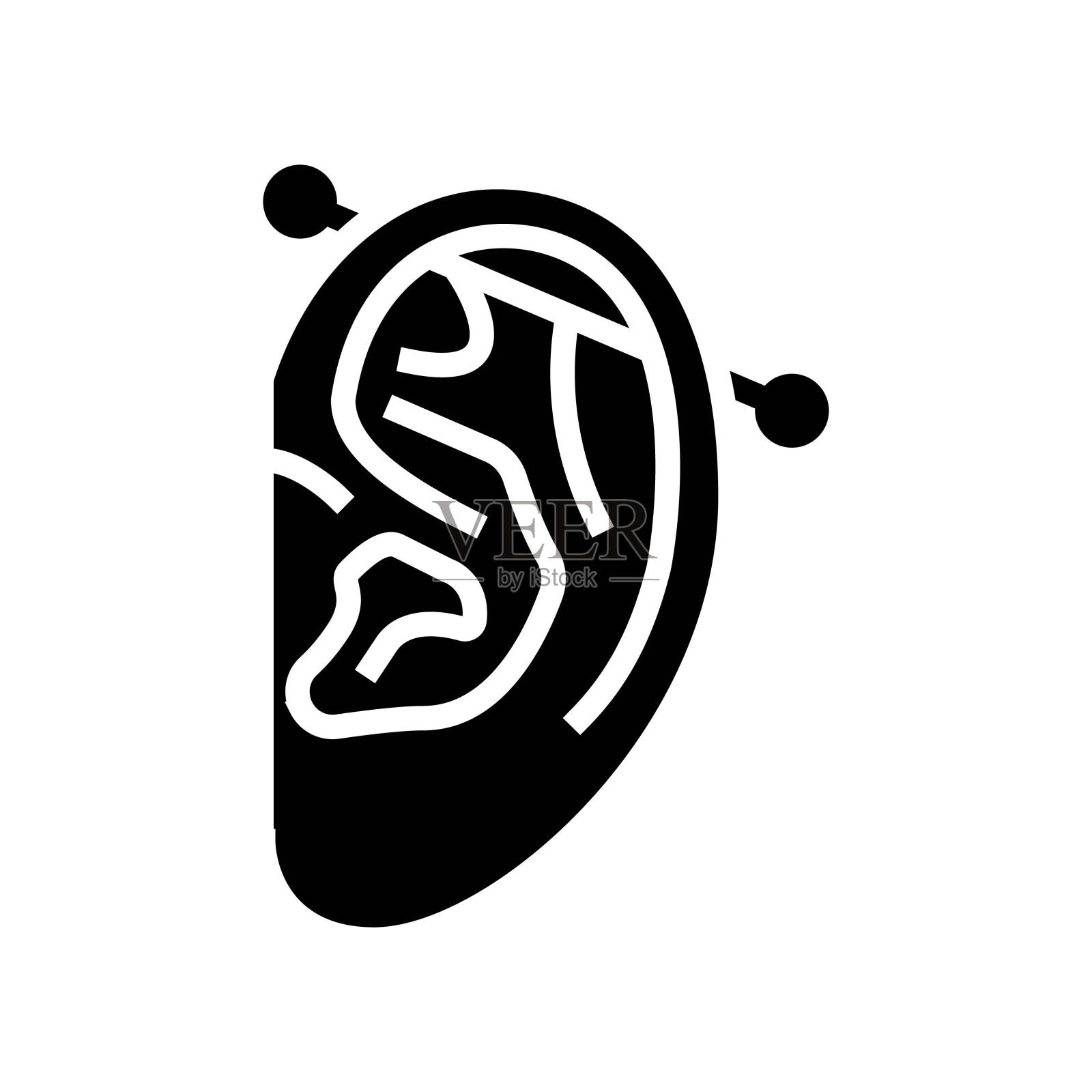 工业穿孔耳环字形图标矢量插图插画图片素材