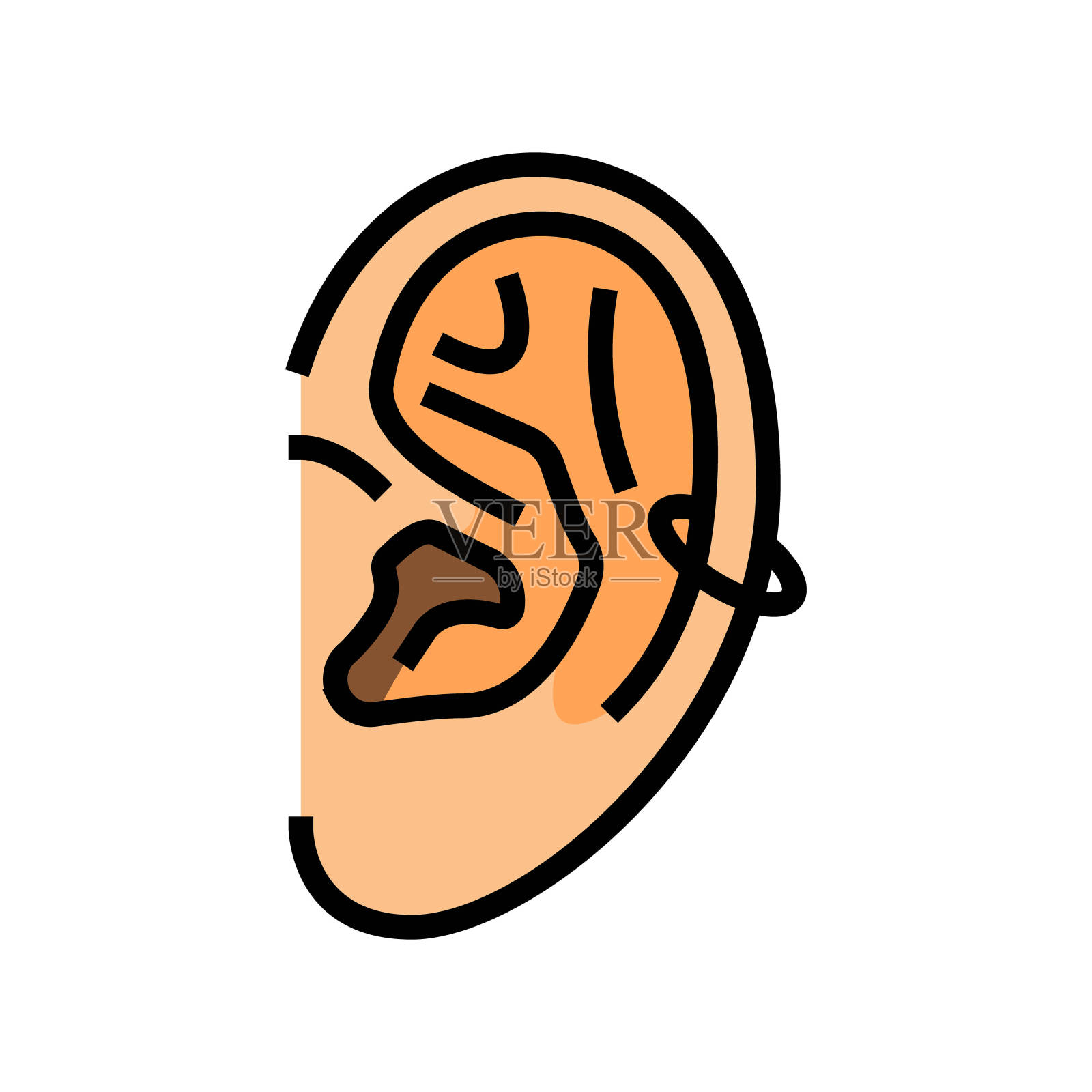 螺旋穿孔耳环颜色图标矢量插图插画图片素材