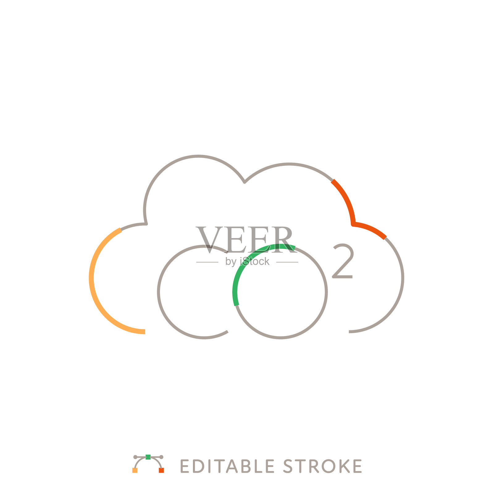 碳排放多色线图标与可编辑的Stroke插画图片素材