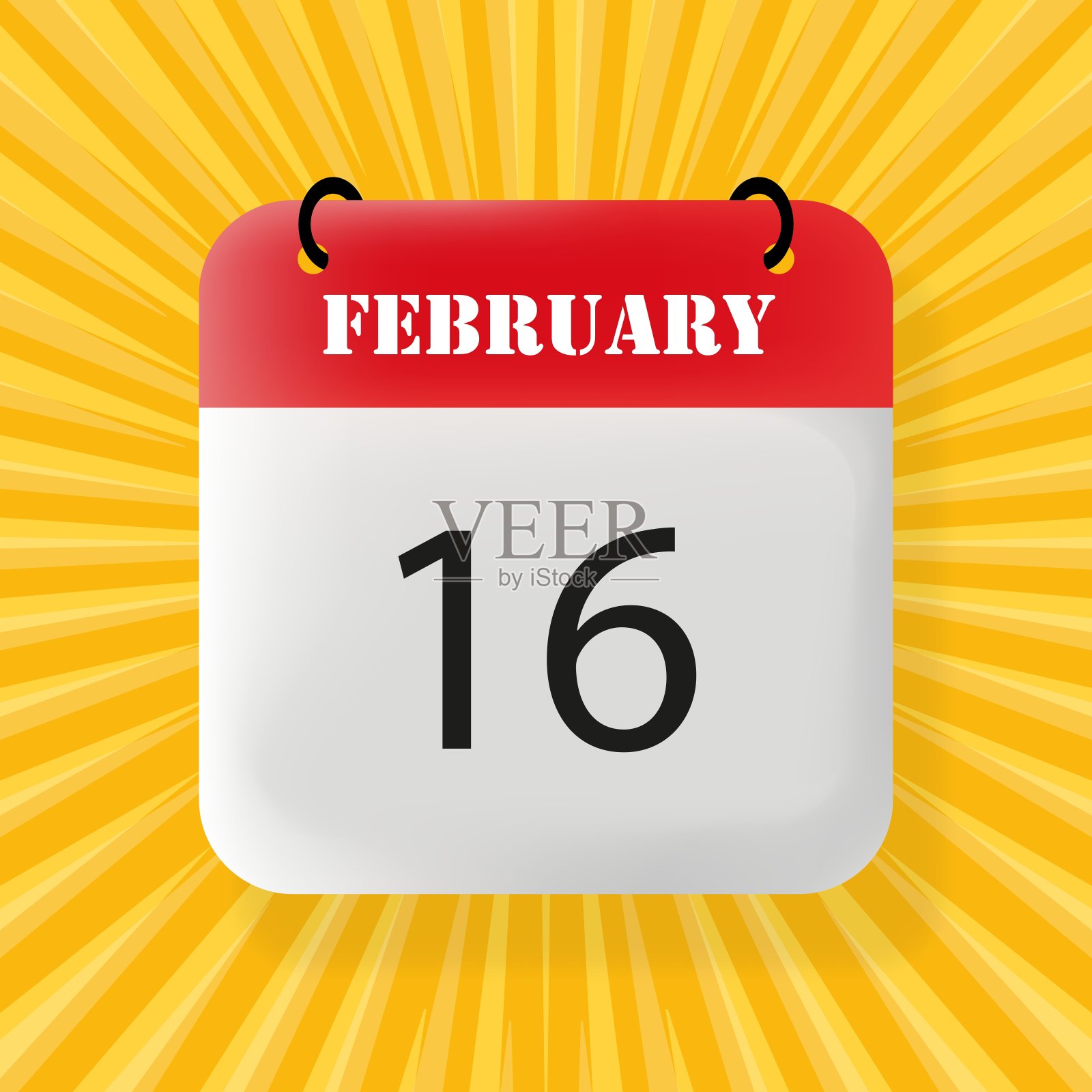 2月16日的横幅。2月16日文本的语音气泡。经营理念。3 d演示。波普艺术风格。矢量线图标的业务插画图片素材