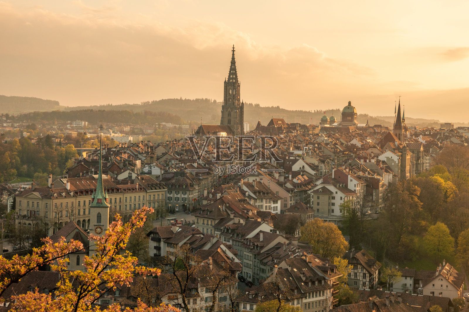 瑞士伯尔尼市的高架景观照片摄影图片