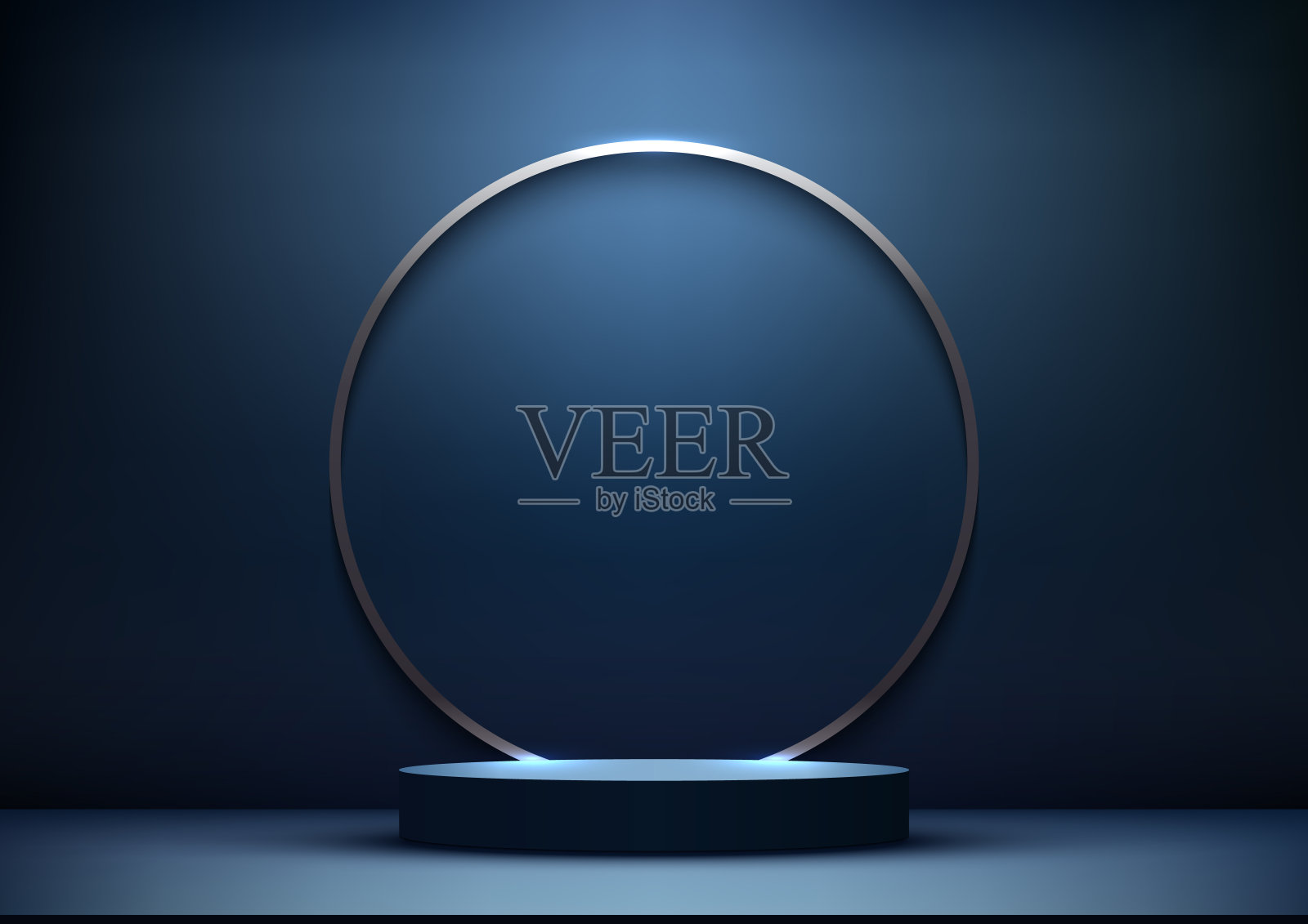 豪华领奖台与金色金属圈边界。优雅的3D展示插画图片素材