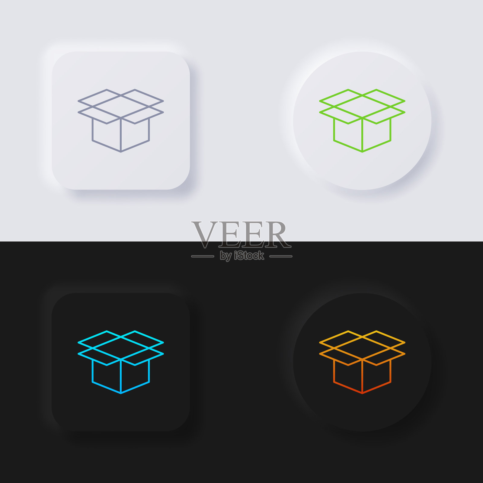 框图标集，多色非同构按钮软UI设计的网页设计，应用程序的UI和更多，图标集，按钮，矢量。插画图片素材