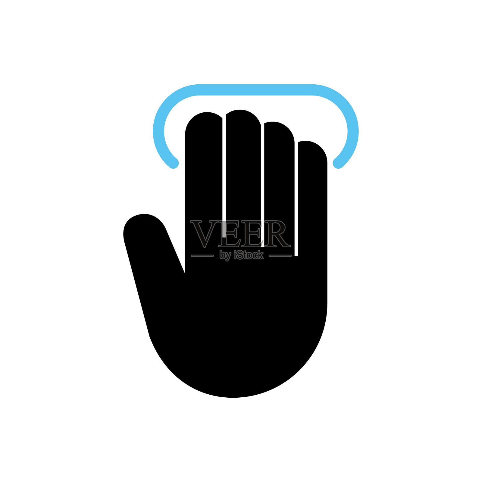 四指触摸手势，多点触摸，矢量。插画图片素材