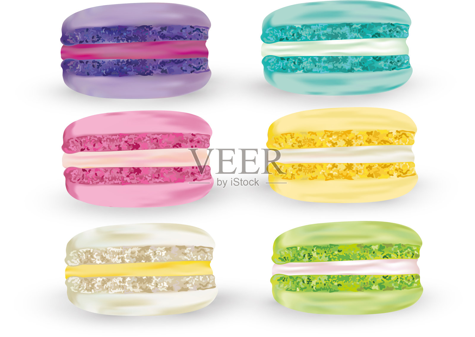 设置彩色的马卡龙在白色背景3d插画图片素材