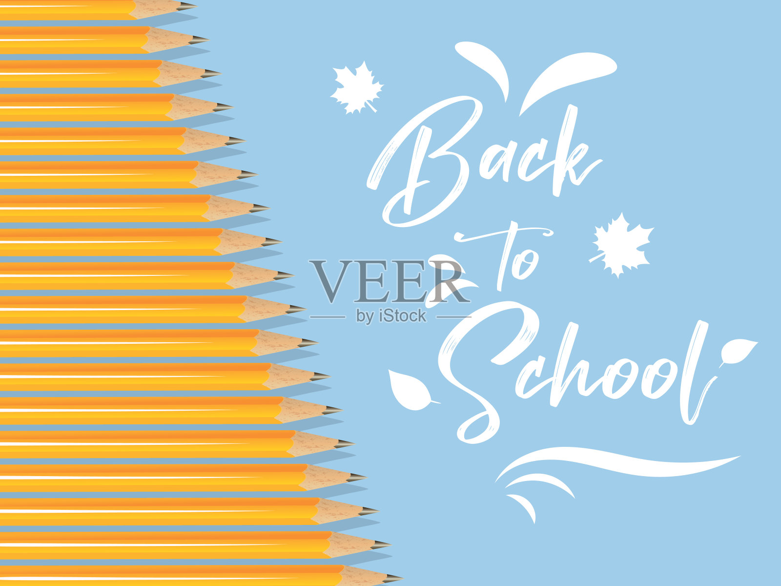 明亮的回学校模板与铅笔插画图片素材