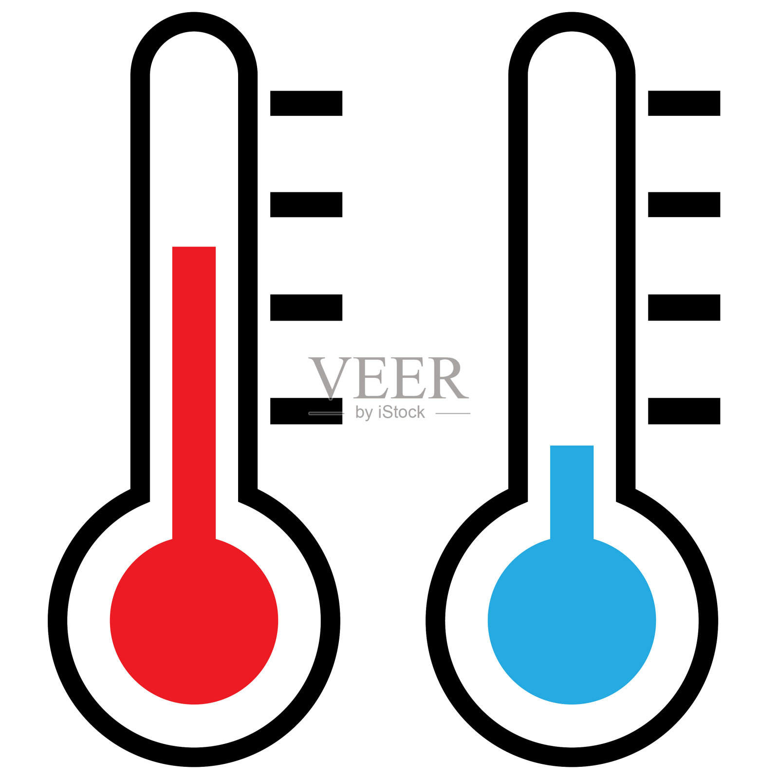 不同颜色的隔离温度计插画图片素材