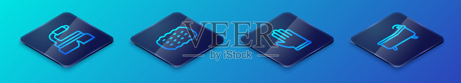 设置橡皮手套刷等距线图标素材