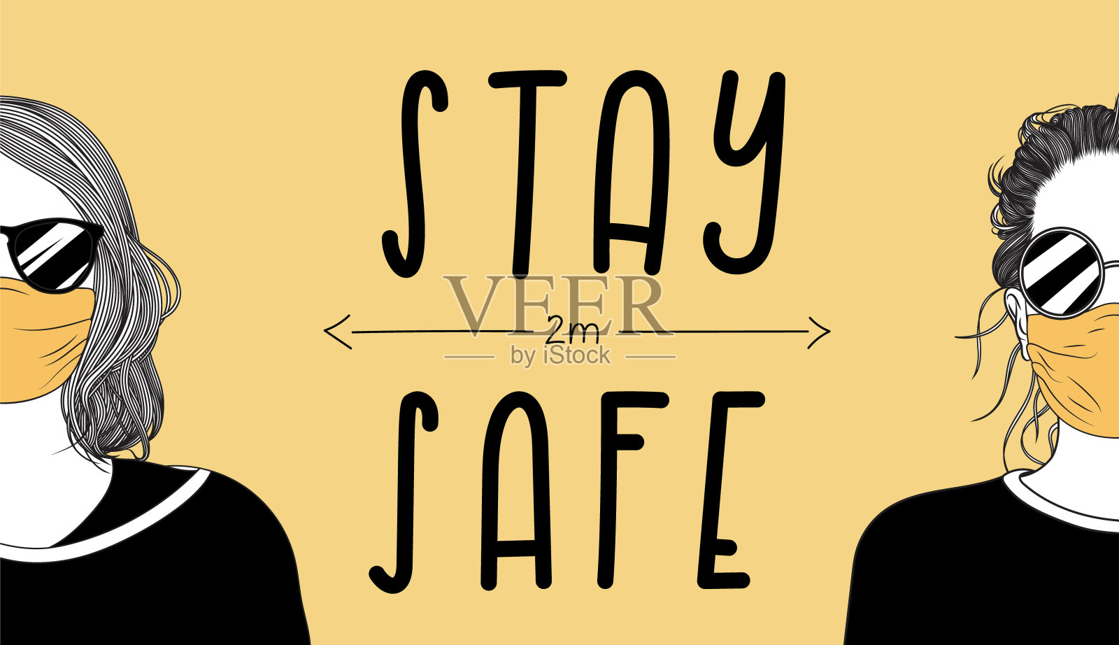 社会距离插画图片素材