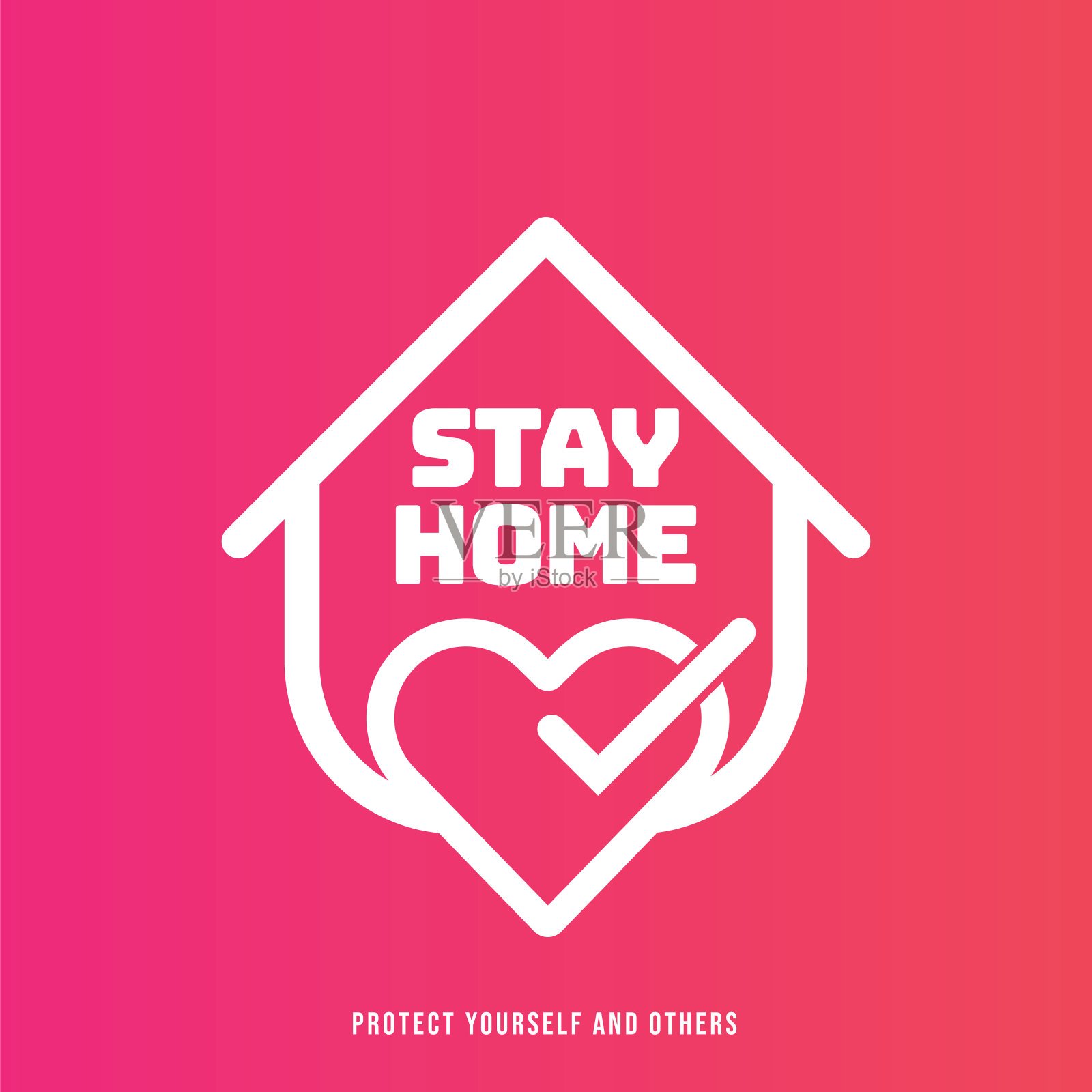 呆在家里。冠状病毒暴发流感作为危险流感毒株病例作为大流行概念横幅平面风格插图股票插图插画图片素材