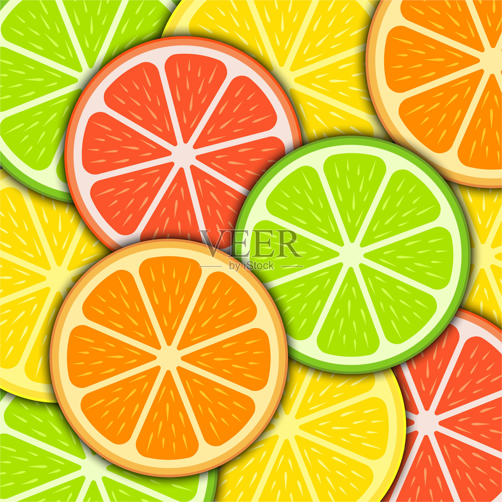 鲜艳的套新鲜橙插画图片素材