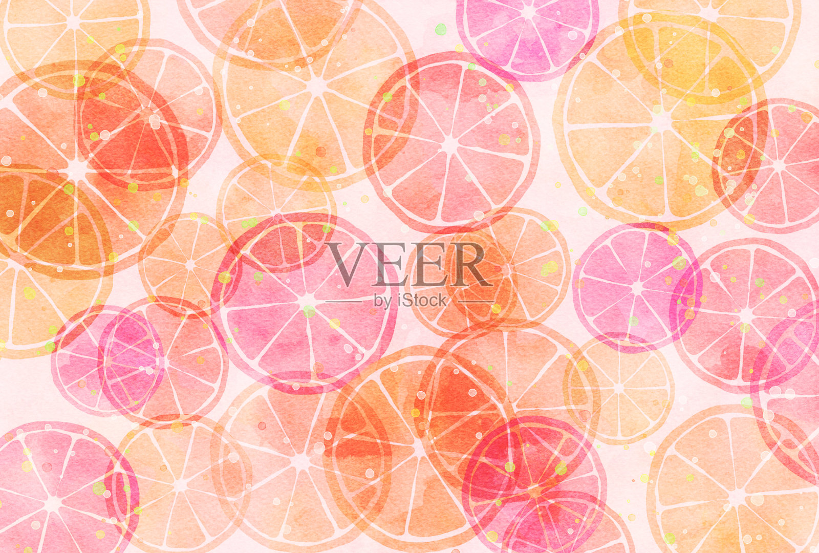 水彩风格可爱的柑橘背景插图插画图片素材