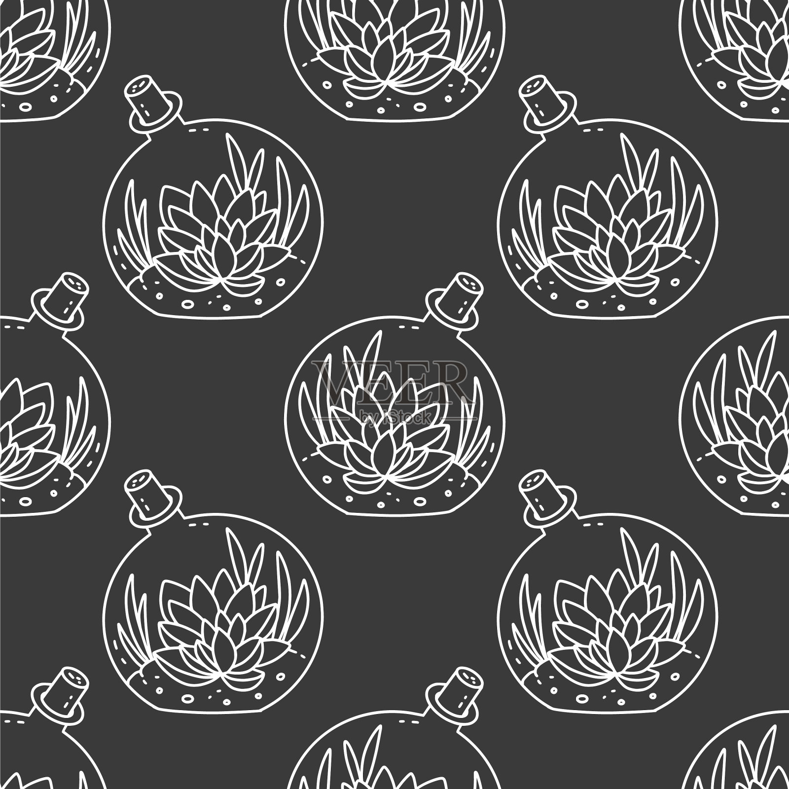 无缝的多肉植物和仙人掌图案插画图片素材