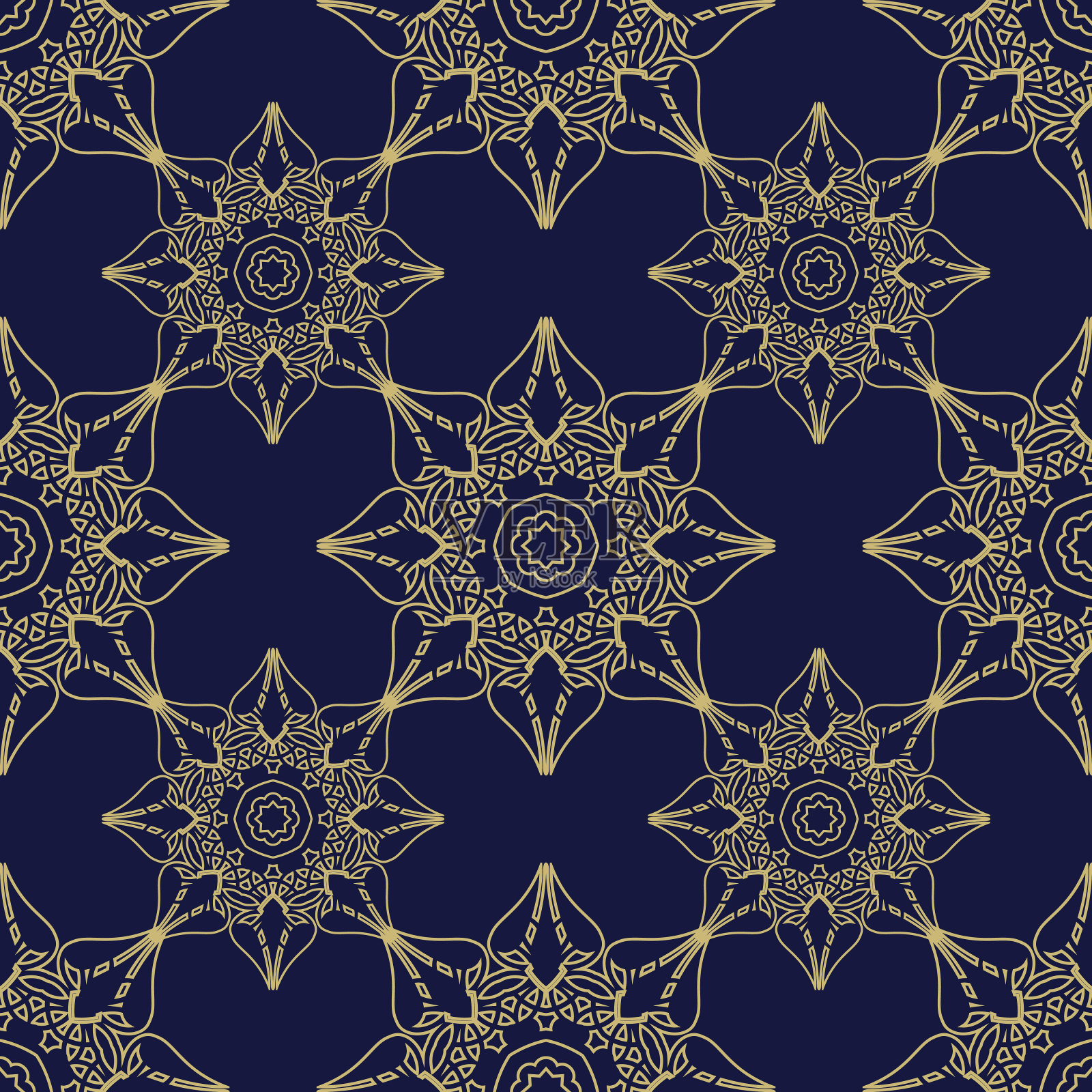 矢量锦缎无缝图案背景。经典复古的模式。无缝的锦缎壁纸插画图片素材