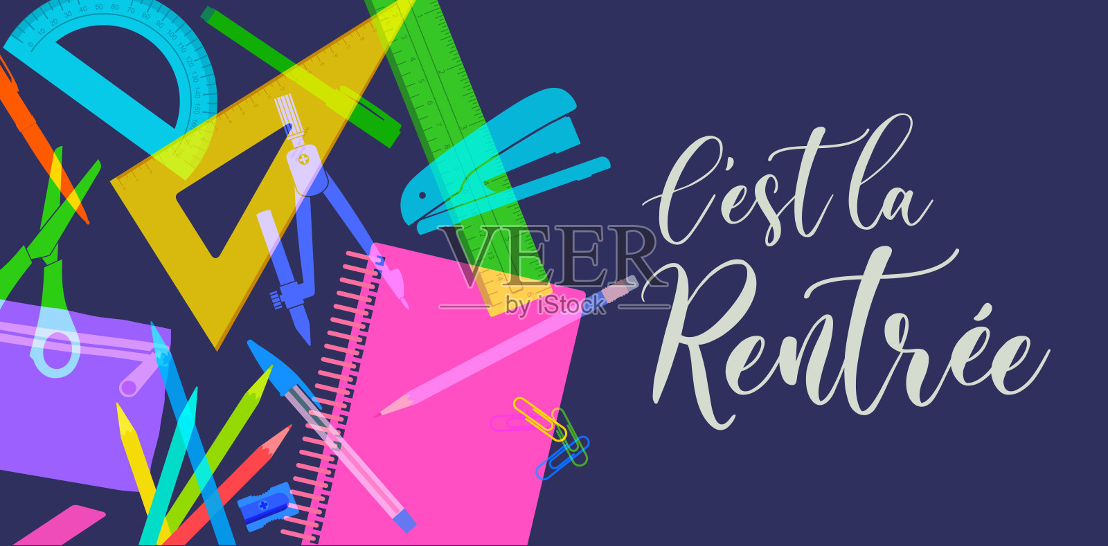 回到学校(法语)C 'est la Rentree插画图片素材