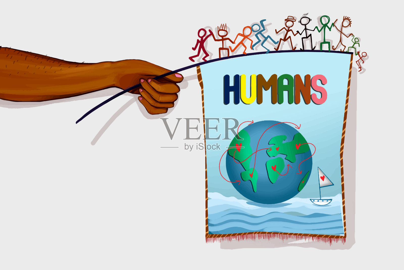 我们在一起都是人类插画图片素材