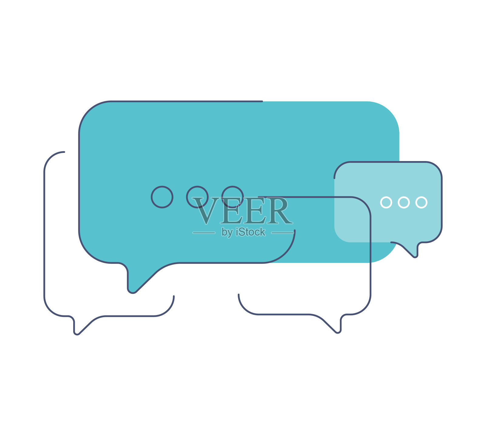 言语泡泡思想气球细线设计插画图片素材