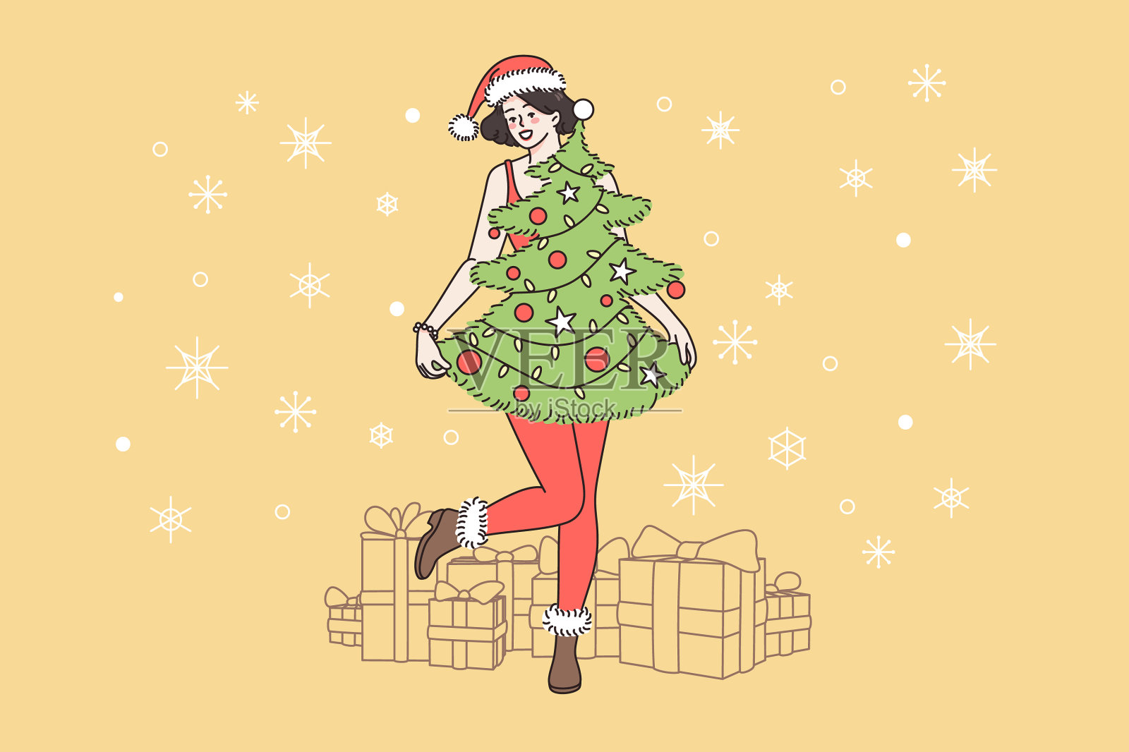 为圣诞节和新年假期做准备插画图片素材