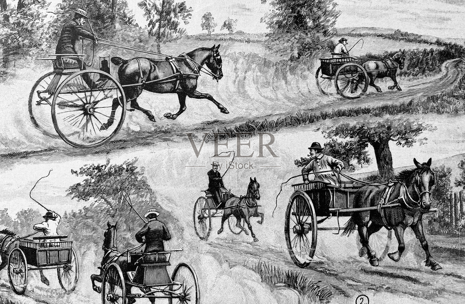 马车比赛插画图片素材