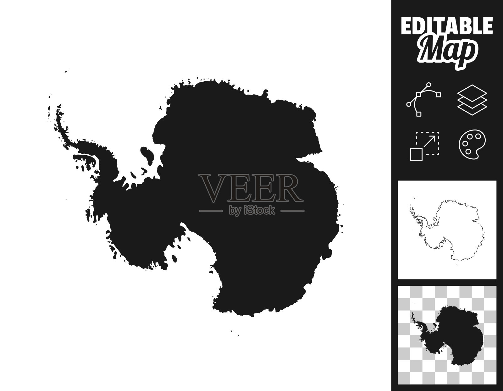 设计南极洲地图。轻松地编辑插画图片素材