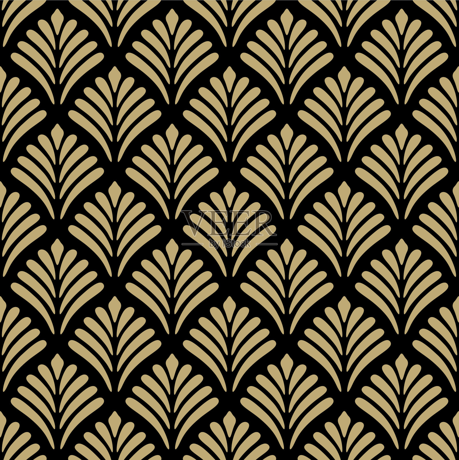 日本羽毛扇波矢量无缝图案插画图片素材