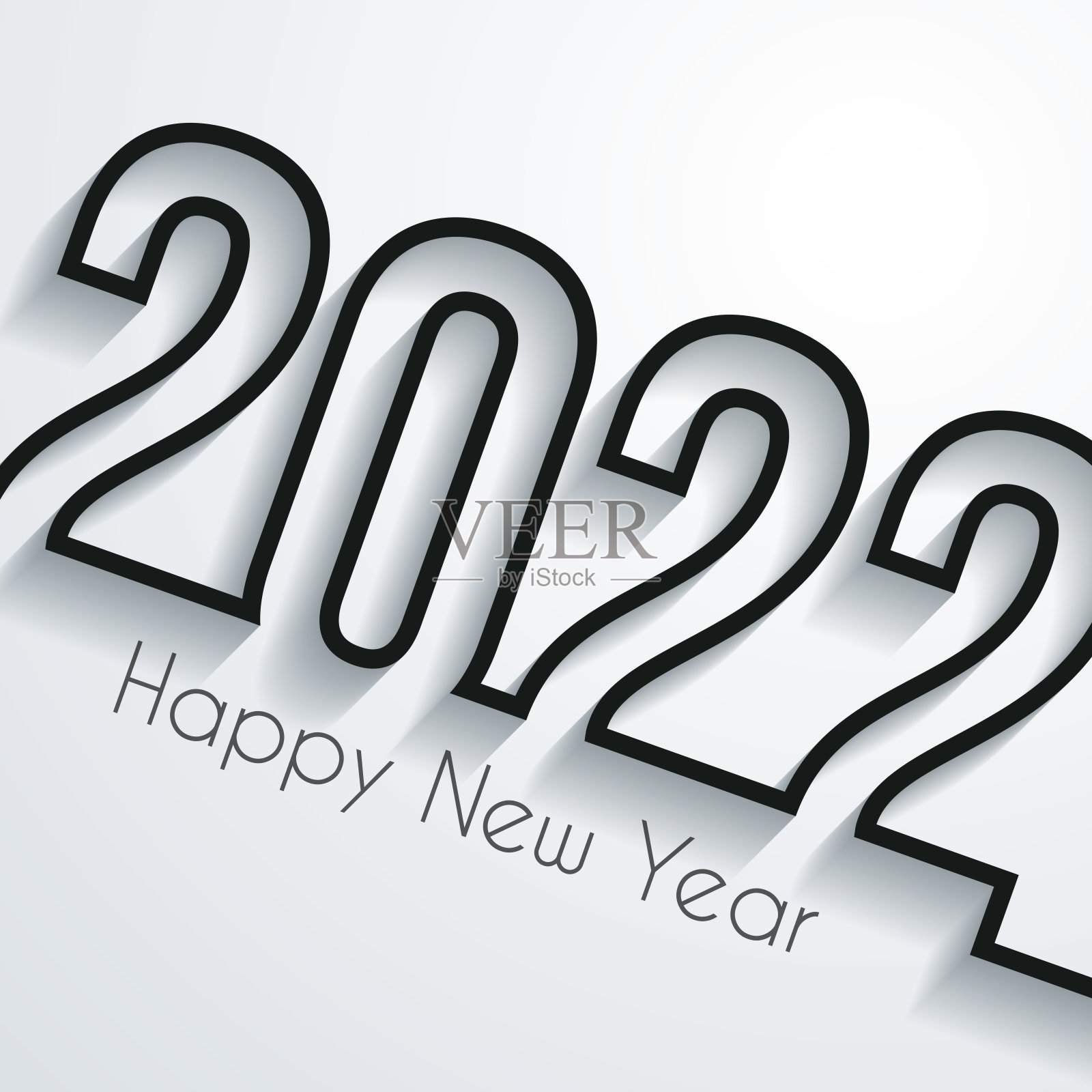 新年快乐，2022 -白色背景插画图片素材