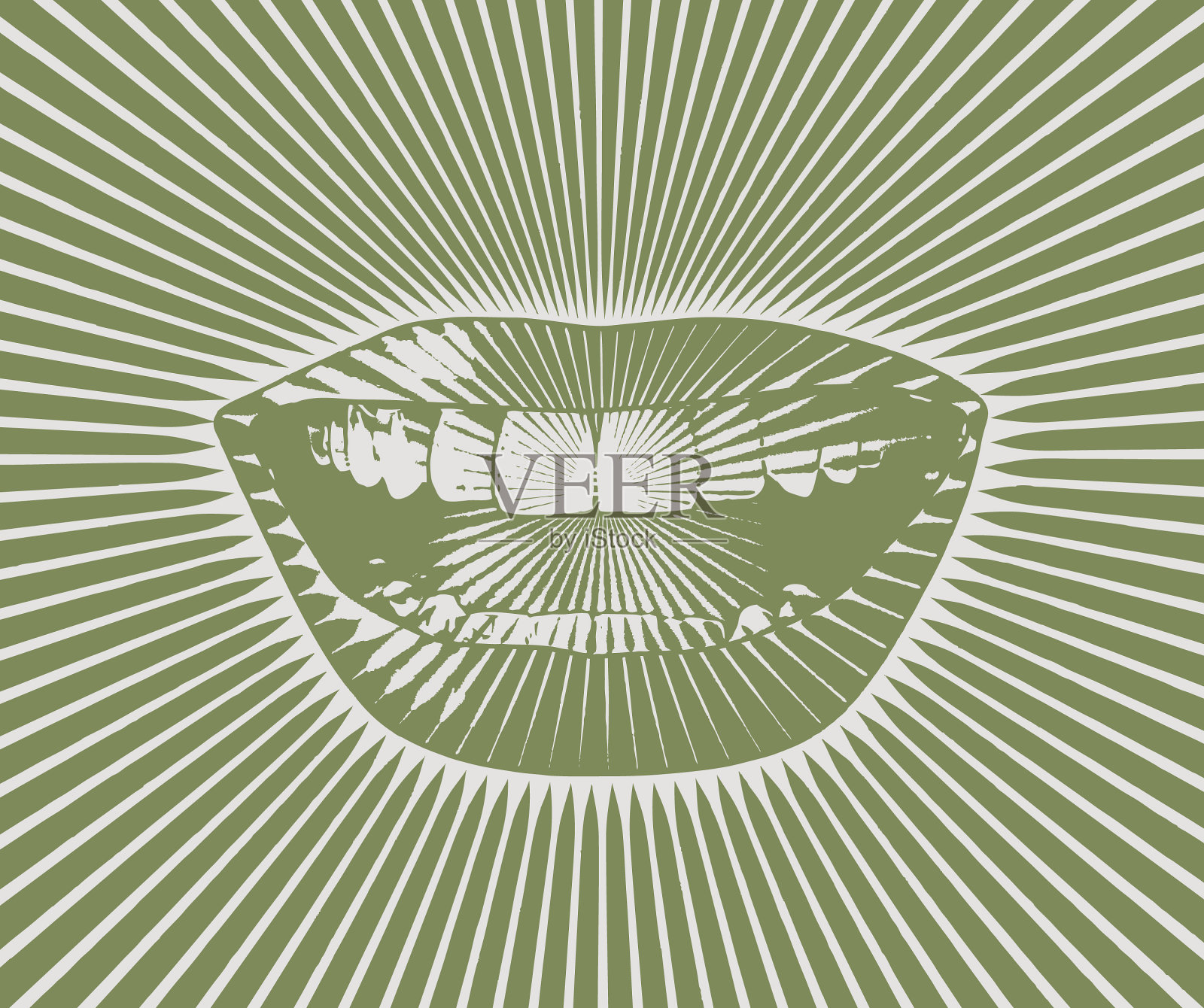 矢量雕刻的幸福女人的嘴和嘴唇插画图片素材