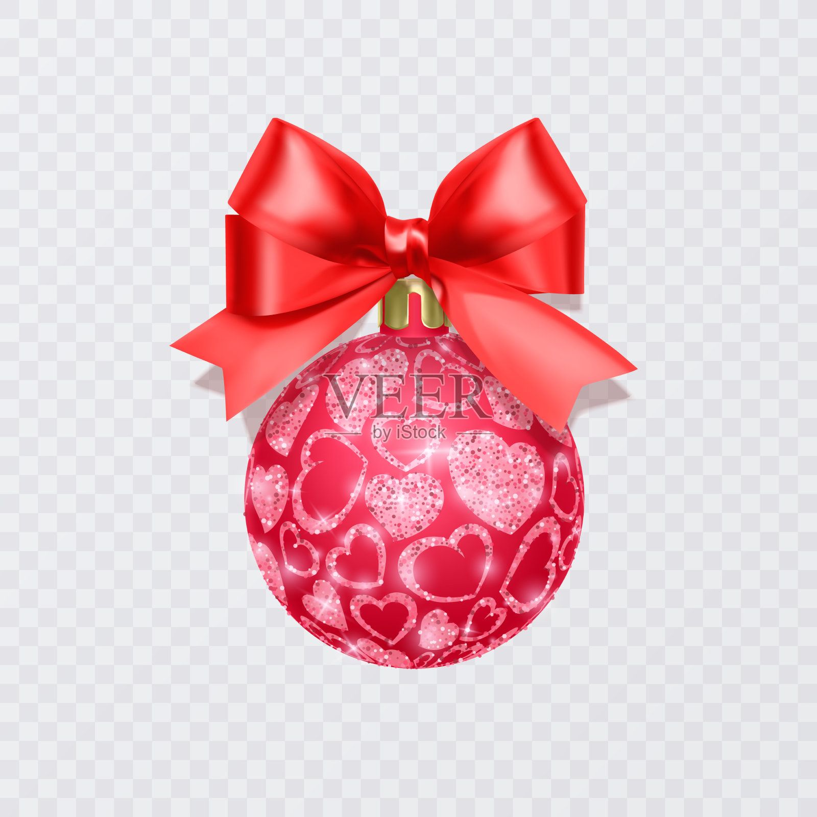 圣诞树上的玩具彩球闪闪发光插画图片素材