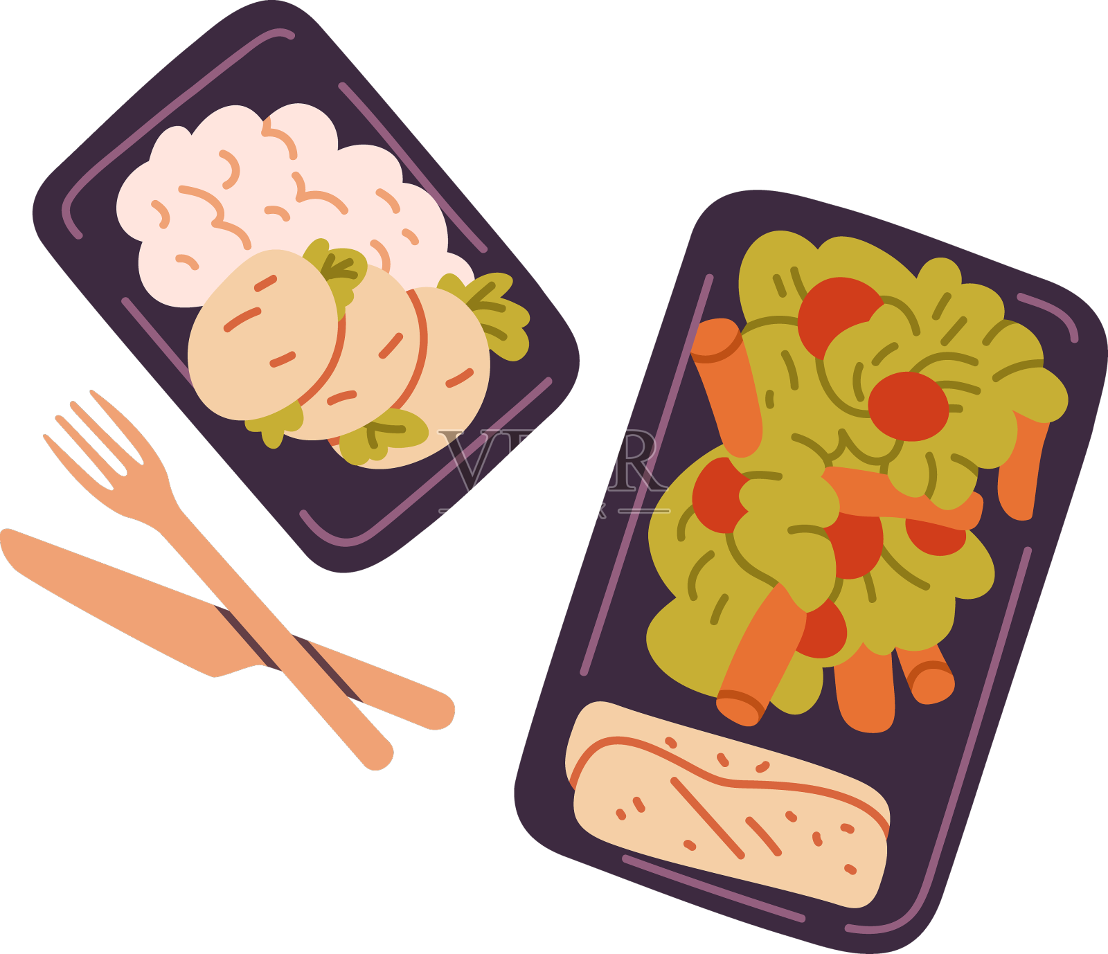 塑料饭盒中的健康食品素食设计元素图片