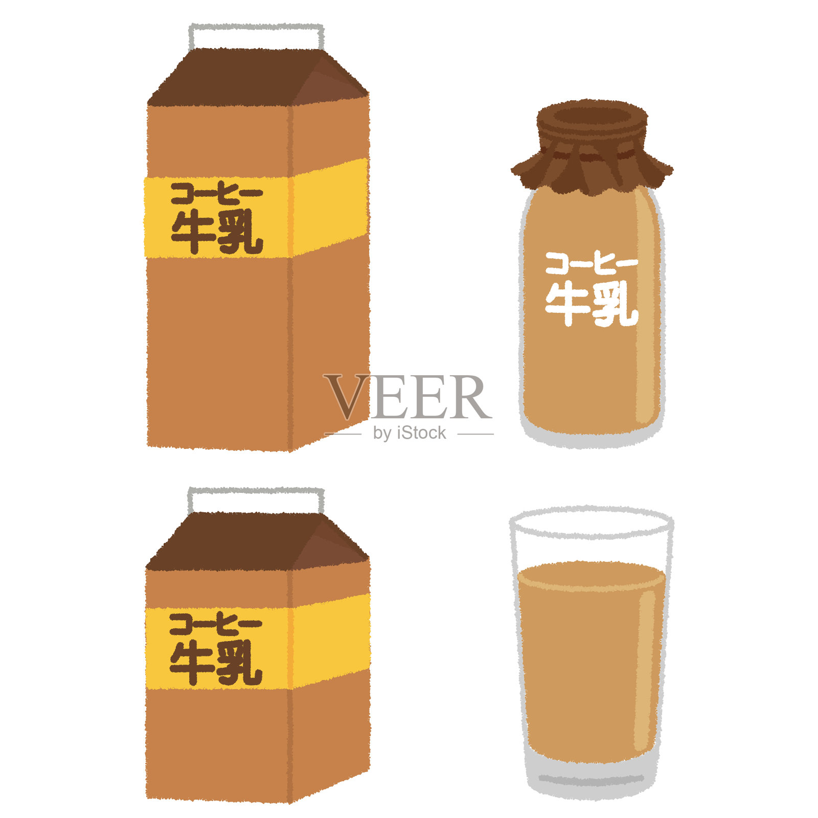 咖啡牛奶插画图片素材