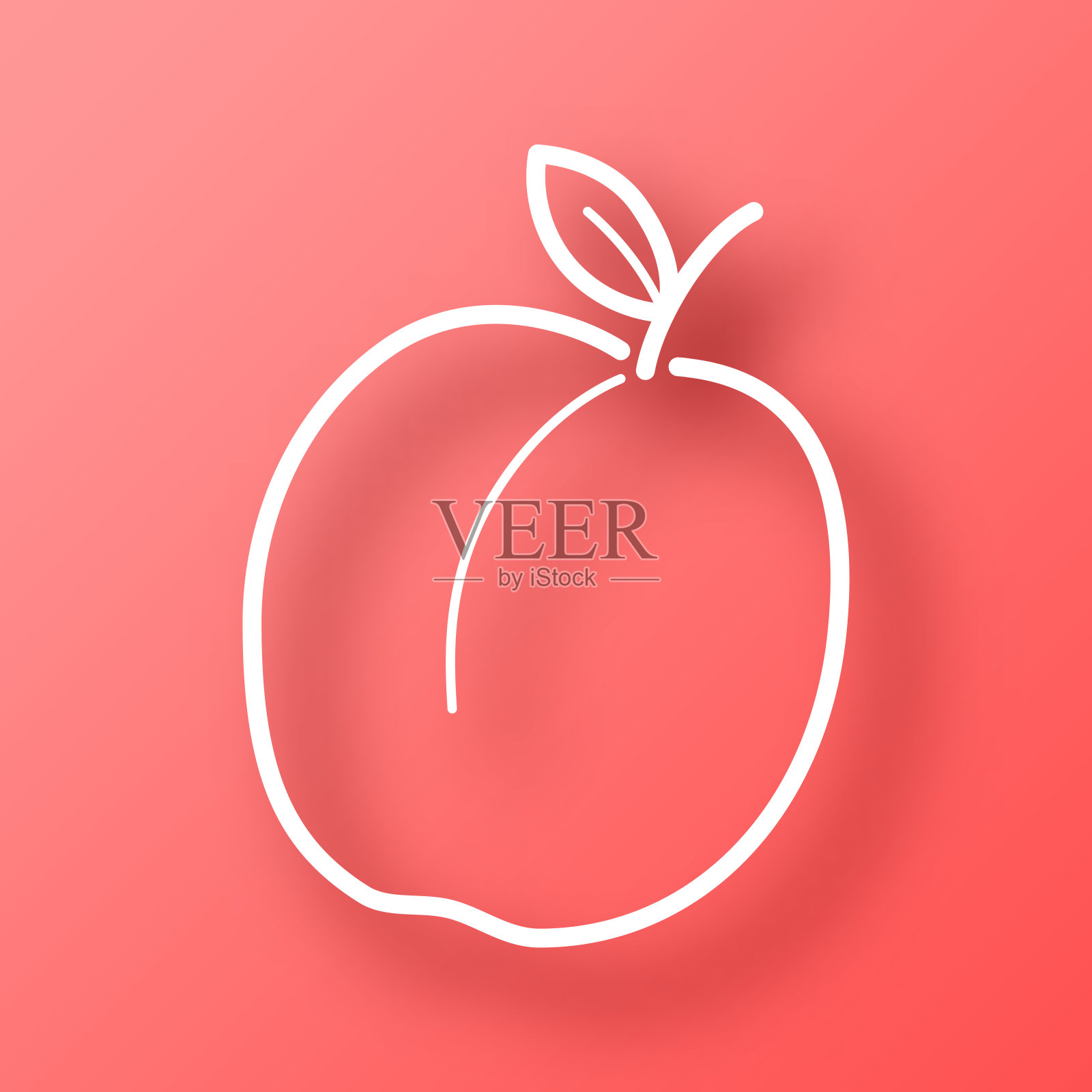 杏。图标在红色背景与阴影插画图片素材