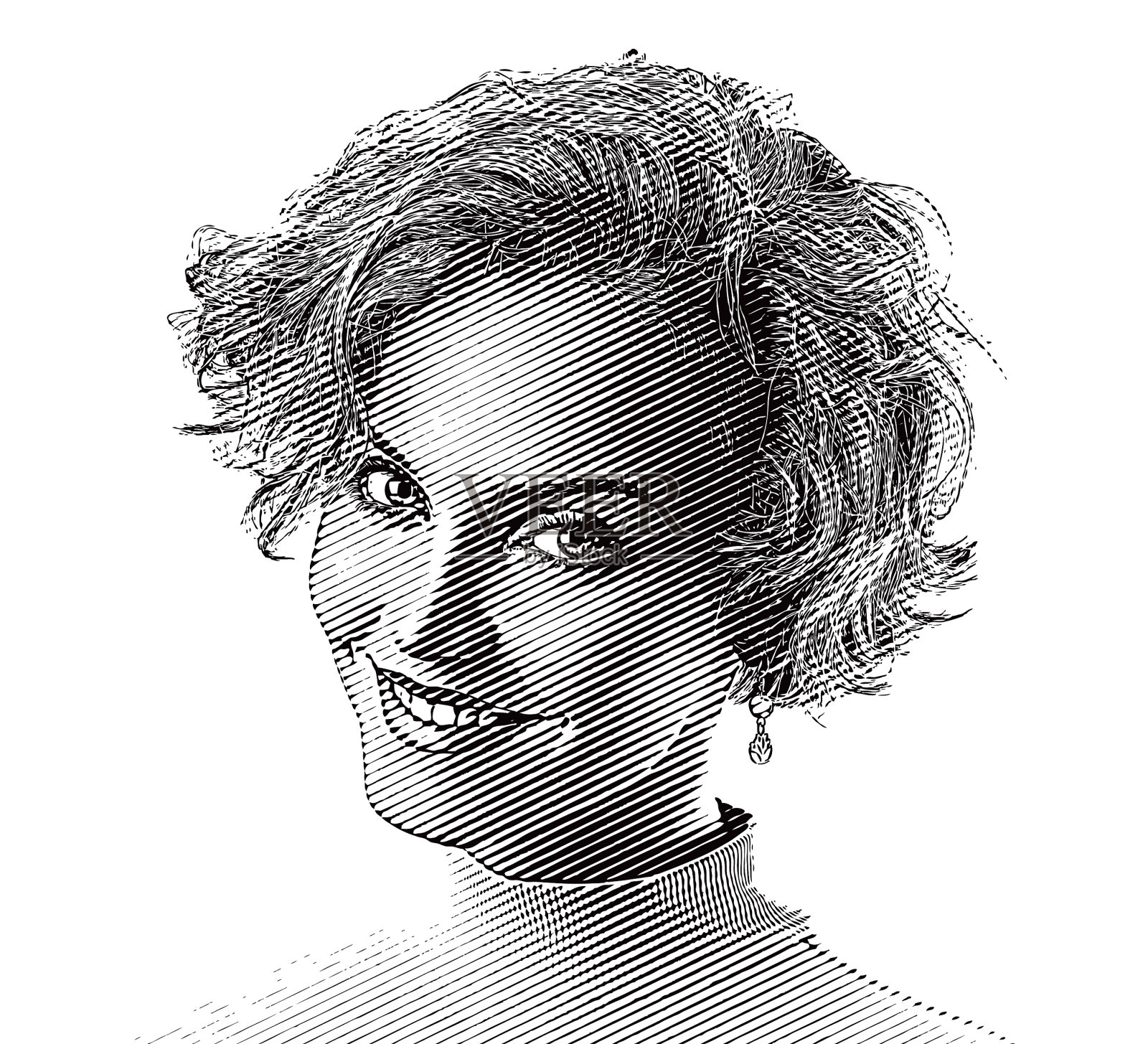 快乐健康的年轻女人插画图片素材