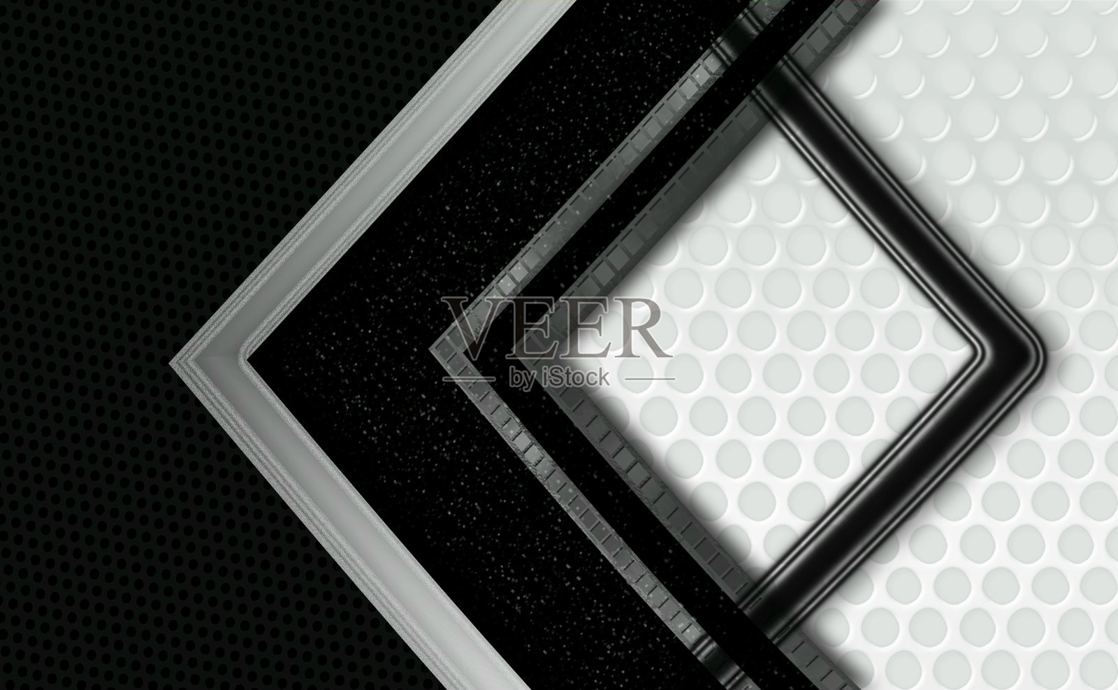 抽象的黑色和灰色阴影金属背景箭头，孔和带。插画图片素材