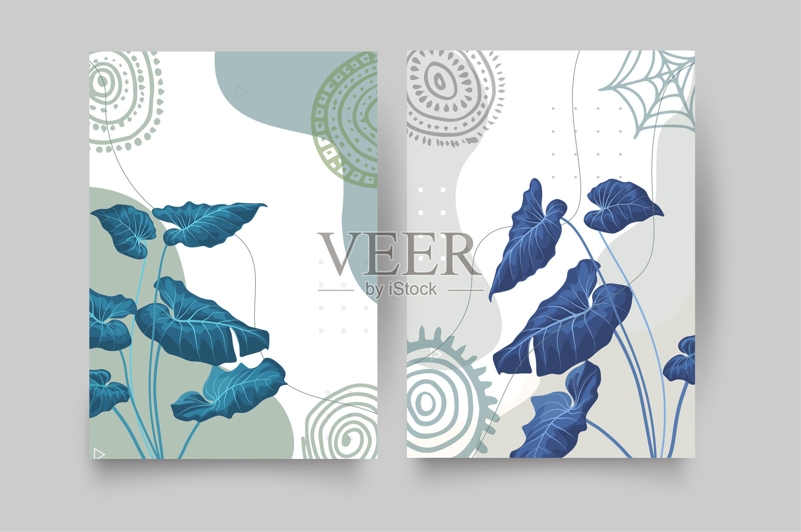 植物墙艺术向量集。金色叶子线艺术绘画与水彩。植物艺术设计，用于墙框版画，油画版画，海报，家居décor，封面，壁纸。插画图片素材