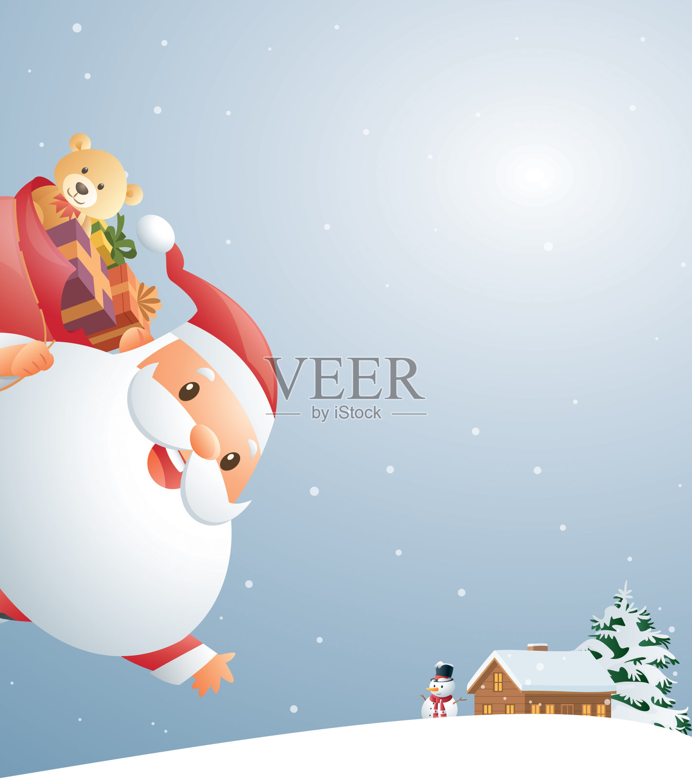 雪中的圣诞老人插画图片素材