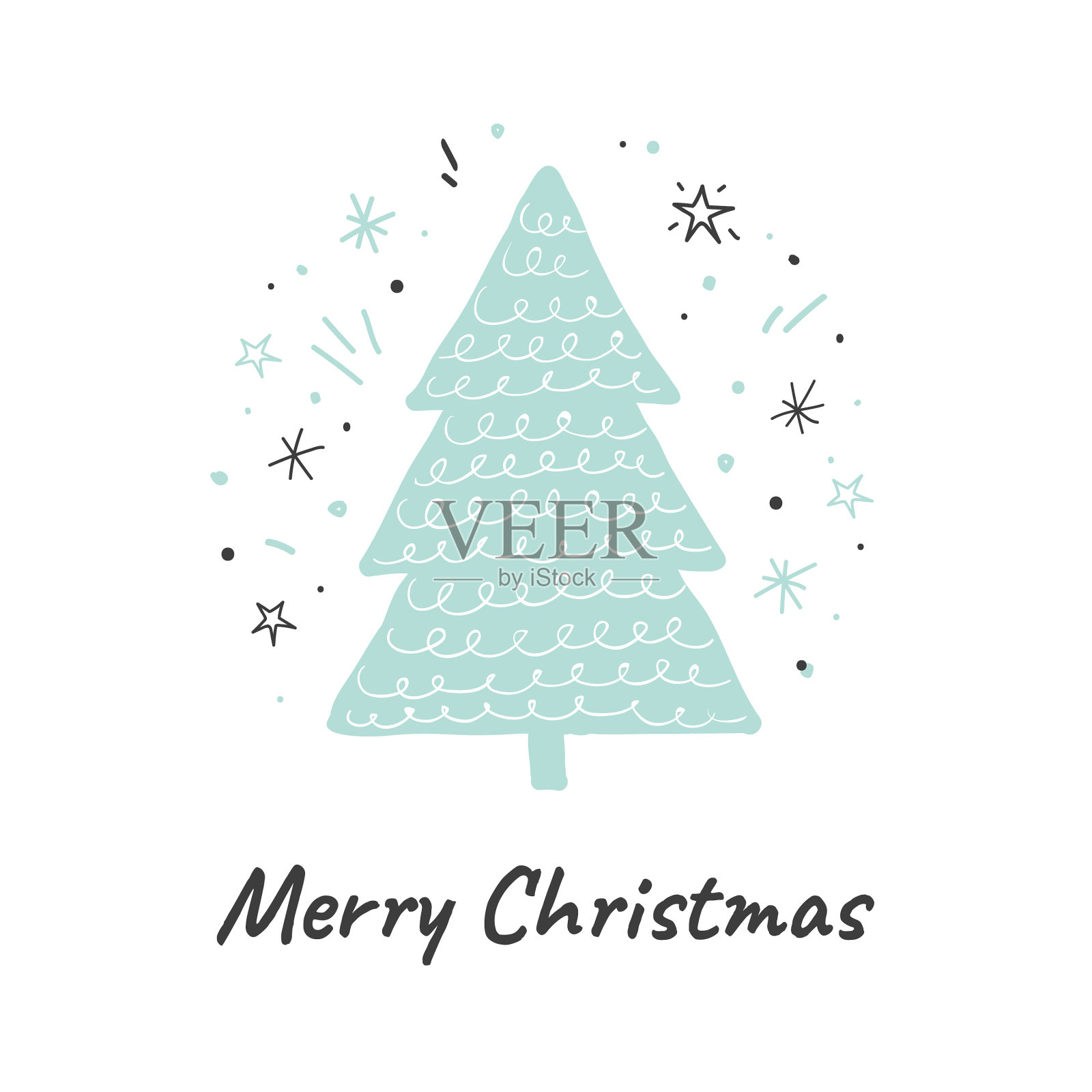 圣诞快乐贺卡与可爱插画图片素材