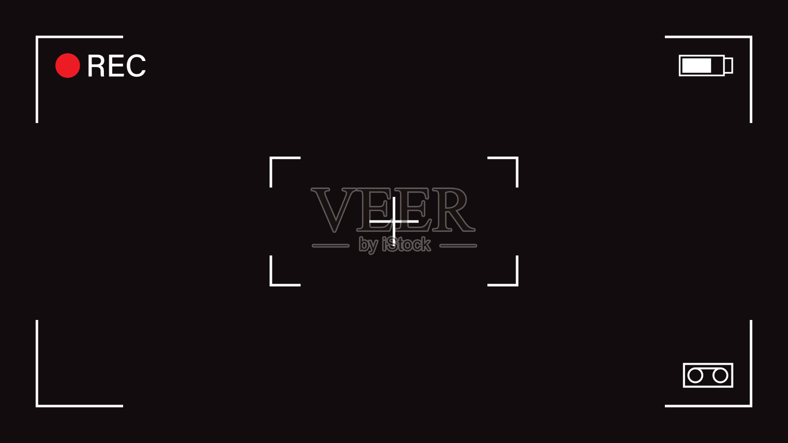 视频相机框架取景器覆盖黑色背景。向量模板。插画图片素材